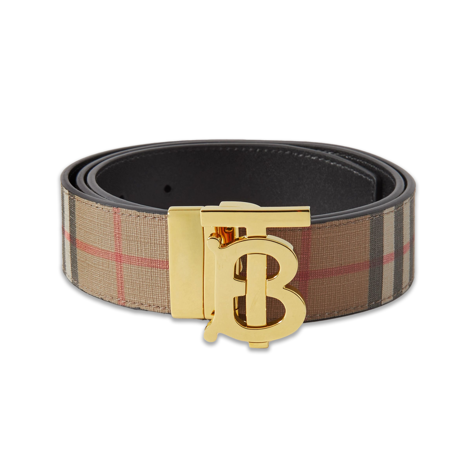 Burberry Reversible Checked E-Canvas and Leather Belt - Fairchild Fashion 
